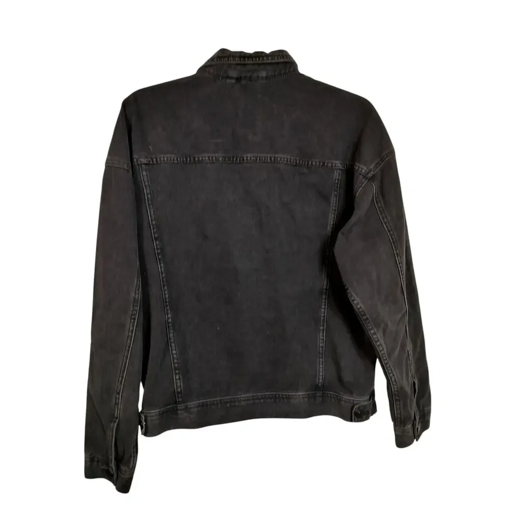 3814)YMI Long Sleeve Button Oversized Boyfriend Distressed Denim Jacket Large Jr - Picture 4 of 10